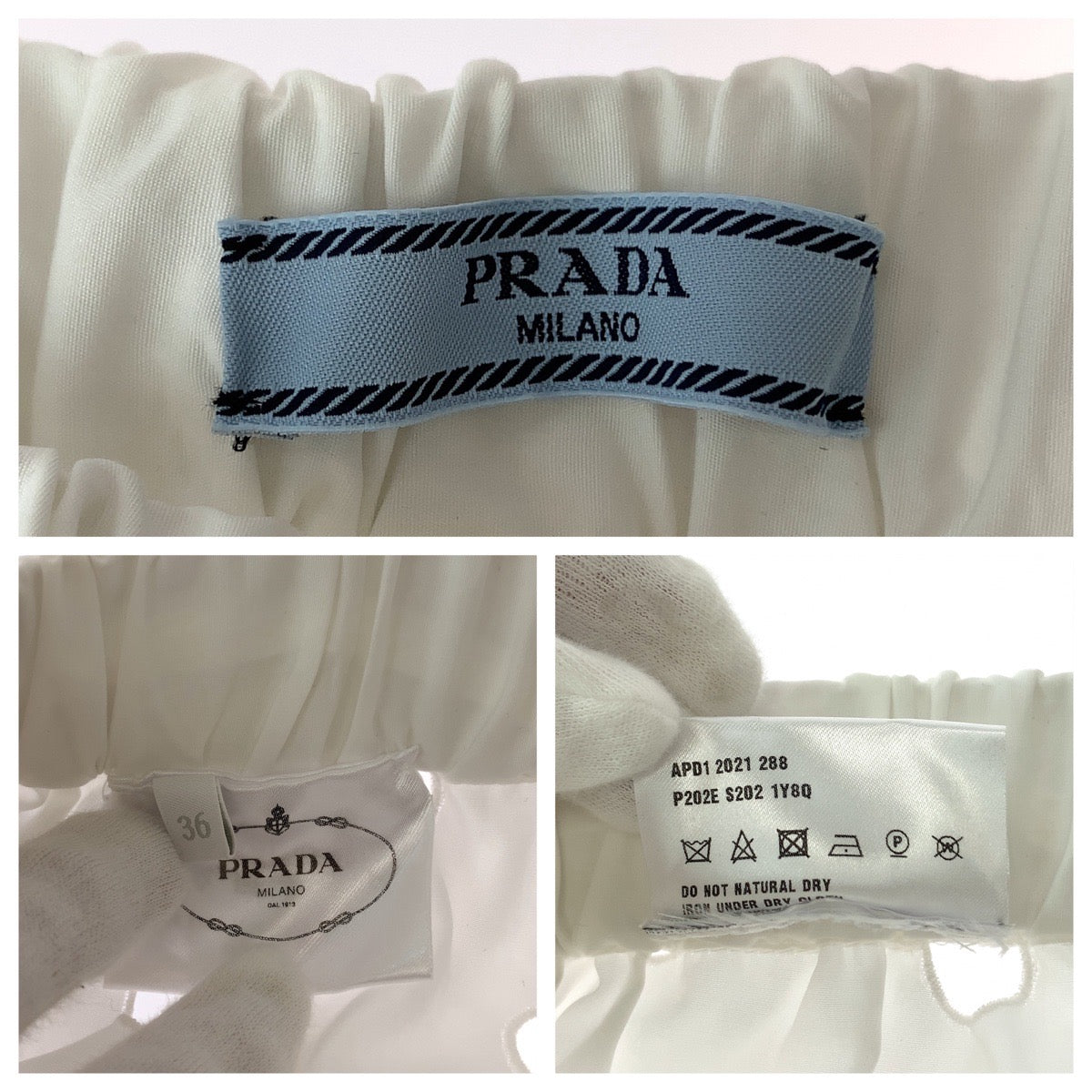 PRADA Shorts cotton white Shorts Half pants with inner Polka Dot Cutwork Women 36