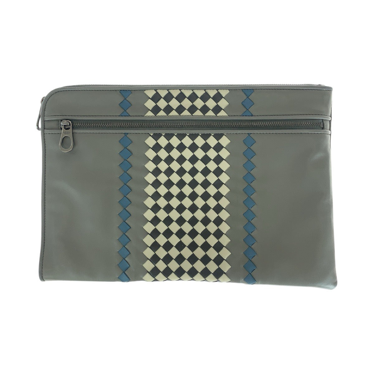 BOTTEGAVENETA Clutch bag leather Gray Gunmetal Clutch bag business bag INTRECCIATO mens