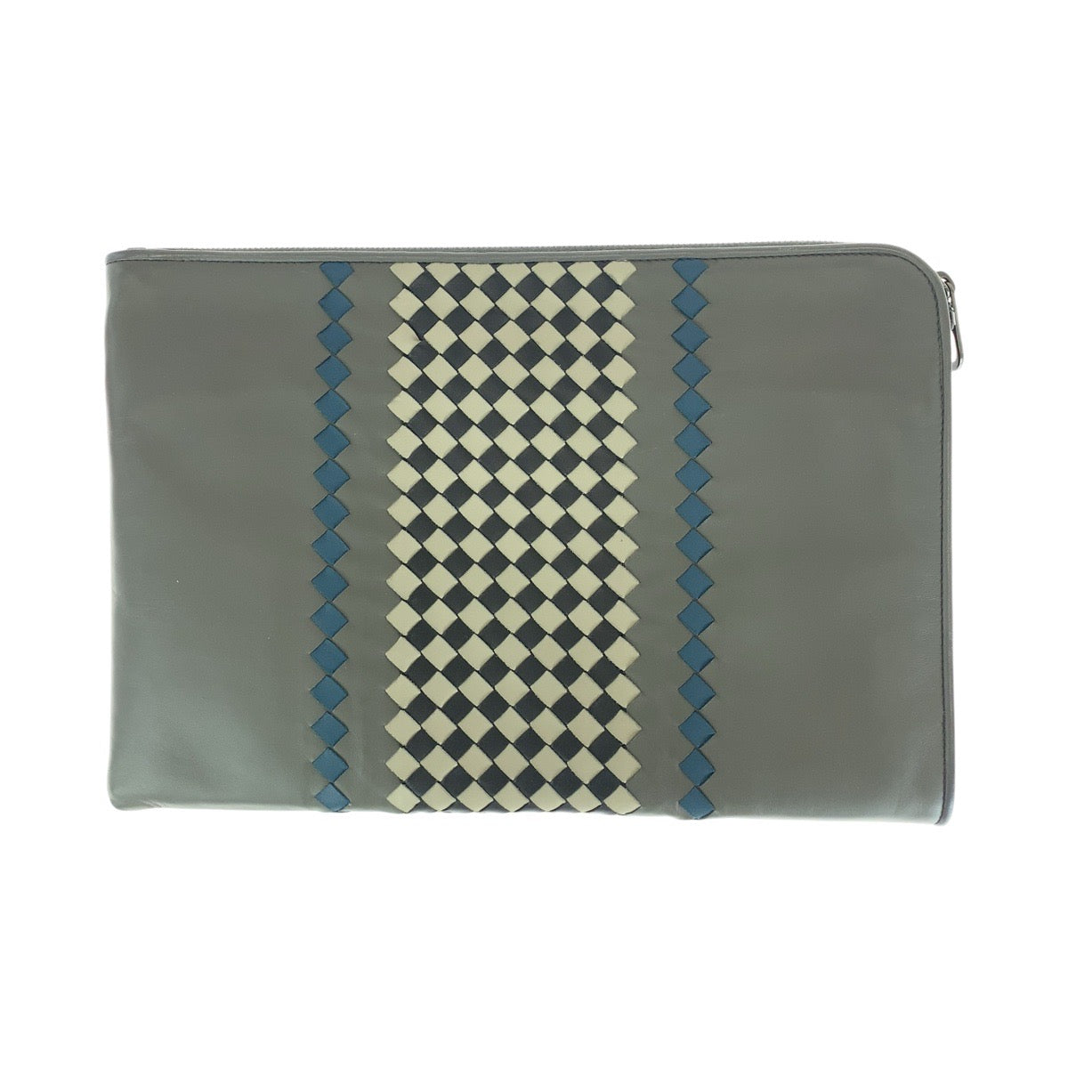 BOTTEGAVENETA Clutch bag leather Gray Gunmetal Clutch bag business bag INTRECCIATO mens