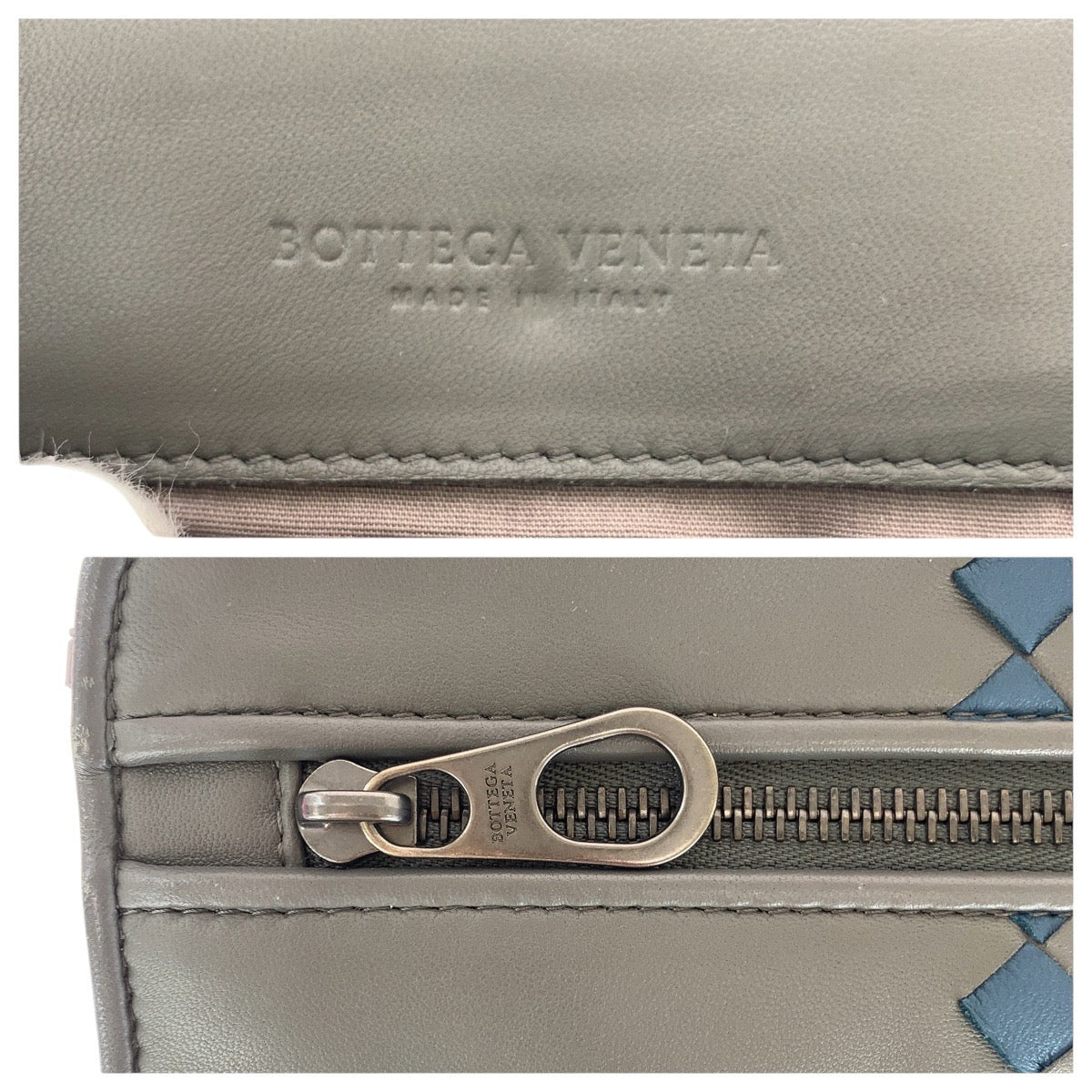 BOTTEGAVENETA Clutch bag leather Gray Gunmetal Clutch bag business bag INTRECCIATO mens