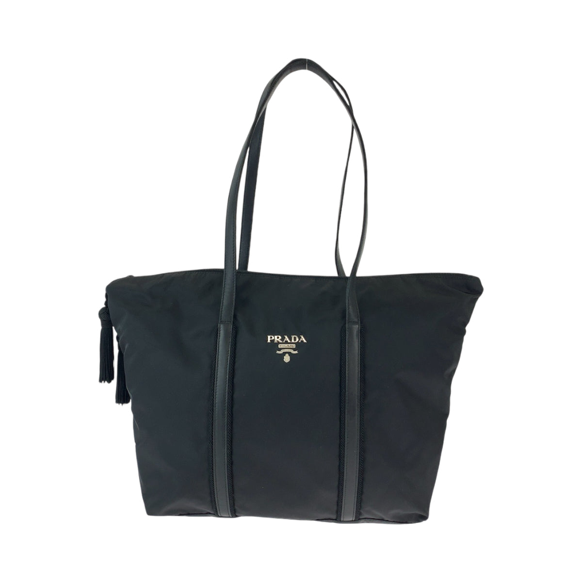 PRADA Tote Bag BR3920 Nylon Black SilverMetal Tote Bag Shoulder Bag Test Triangle With logo Fringe Women
