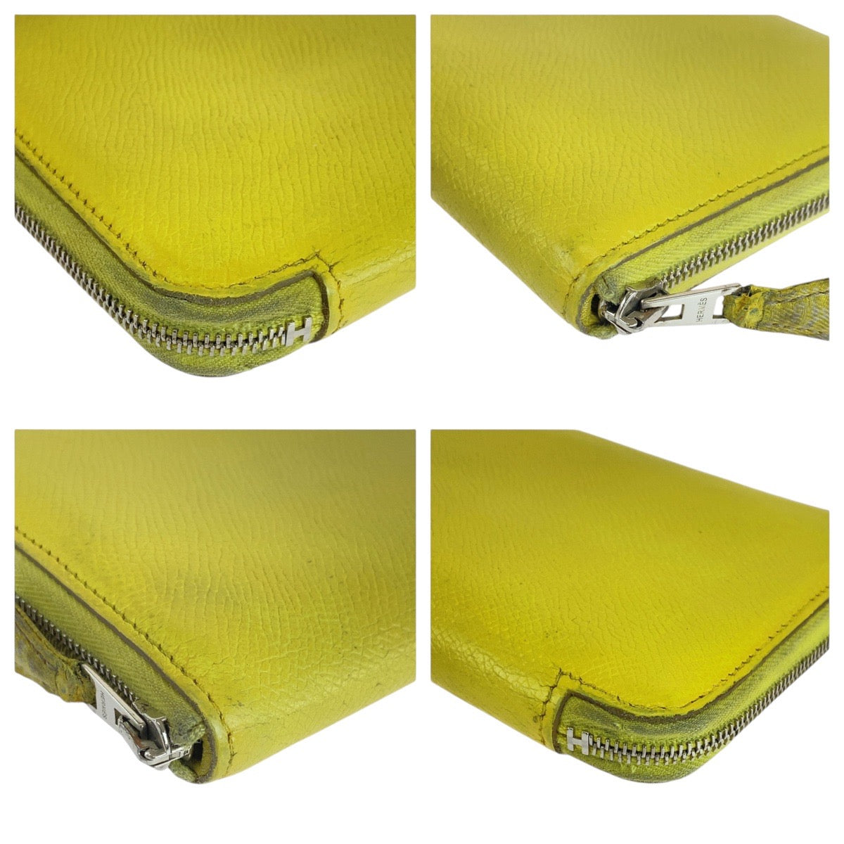 HERMES Long Wallet Purse Epsom Light Yellow SilverMetal Long Wallet Purse Azap long silk in Women