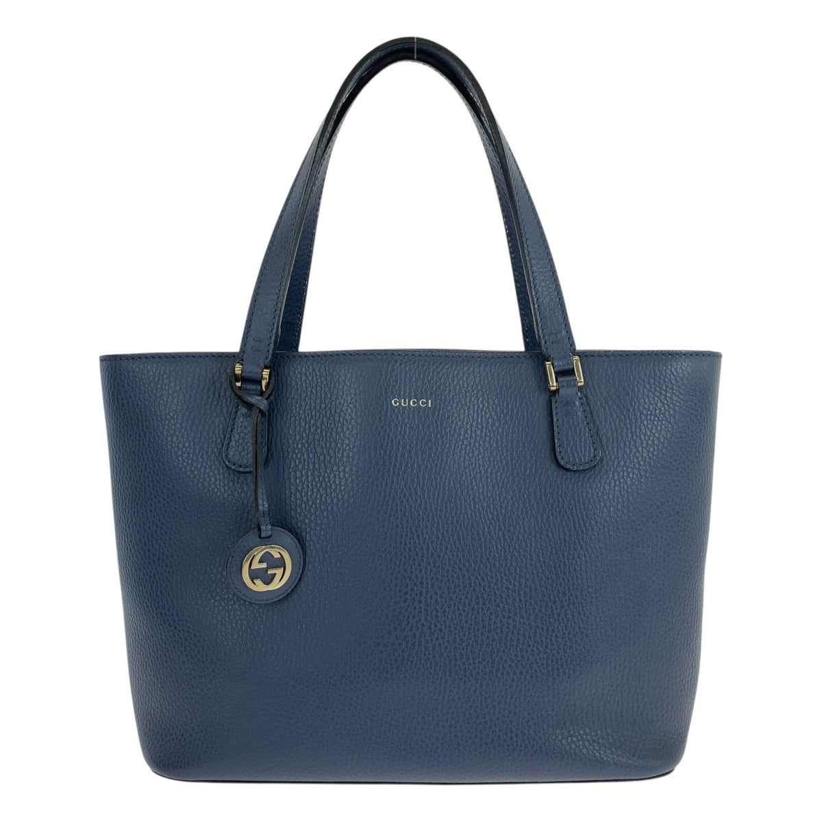 GUCCI Tote Bag 388561 leather Blue GoldMetal Tote Bag Shoulder Bag Interlocking Women