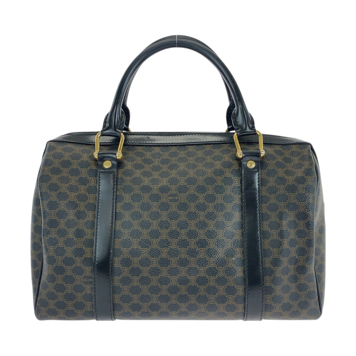 CELINE Handbag DM00/1 PVC Brown Black Gold Metal Handbag Boston Duffel bag Macadam Women