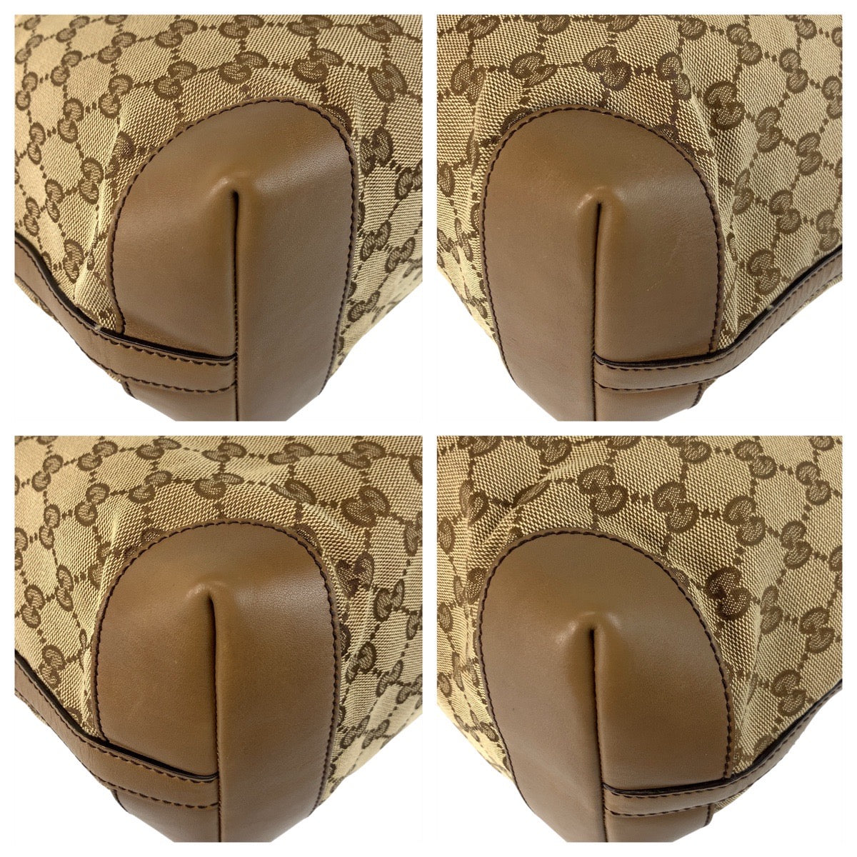 GUCCI Tote Bag 247209 GG canvas, leather Beige Gold Metal Tote Bag Shoulder Bag Women