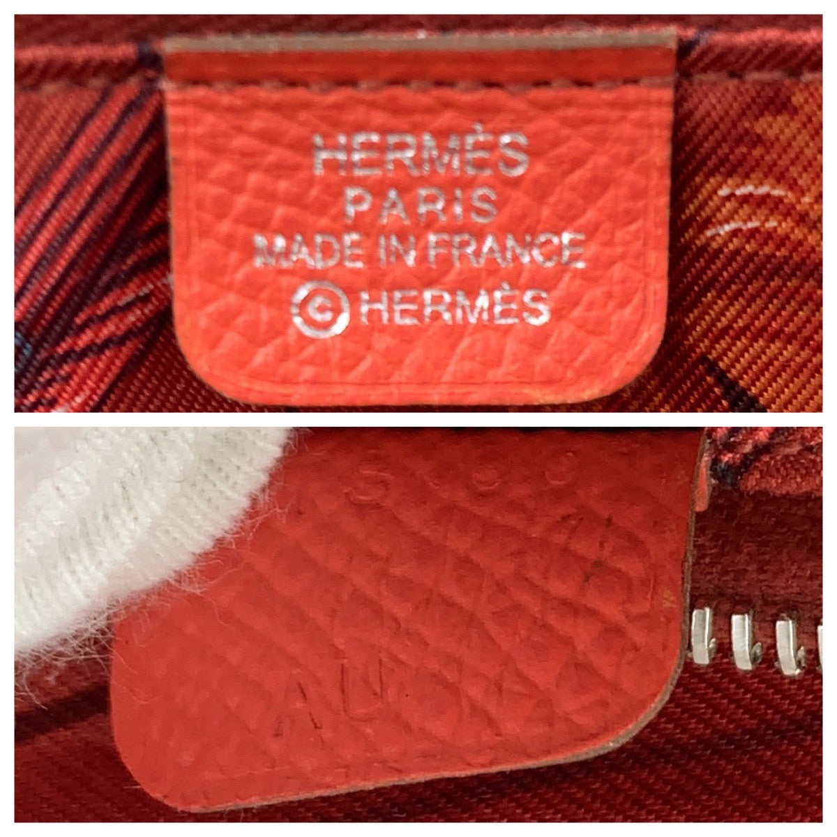 HERMES Long Wallet Purse Epsom Red orange Long Wallet Purse Zip Around Azap long silk in Women