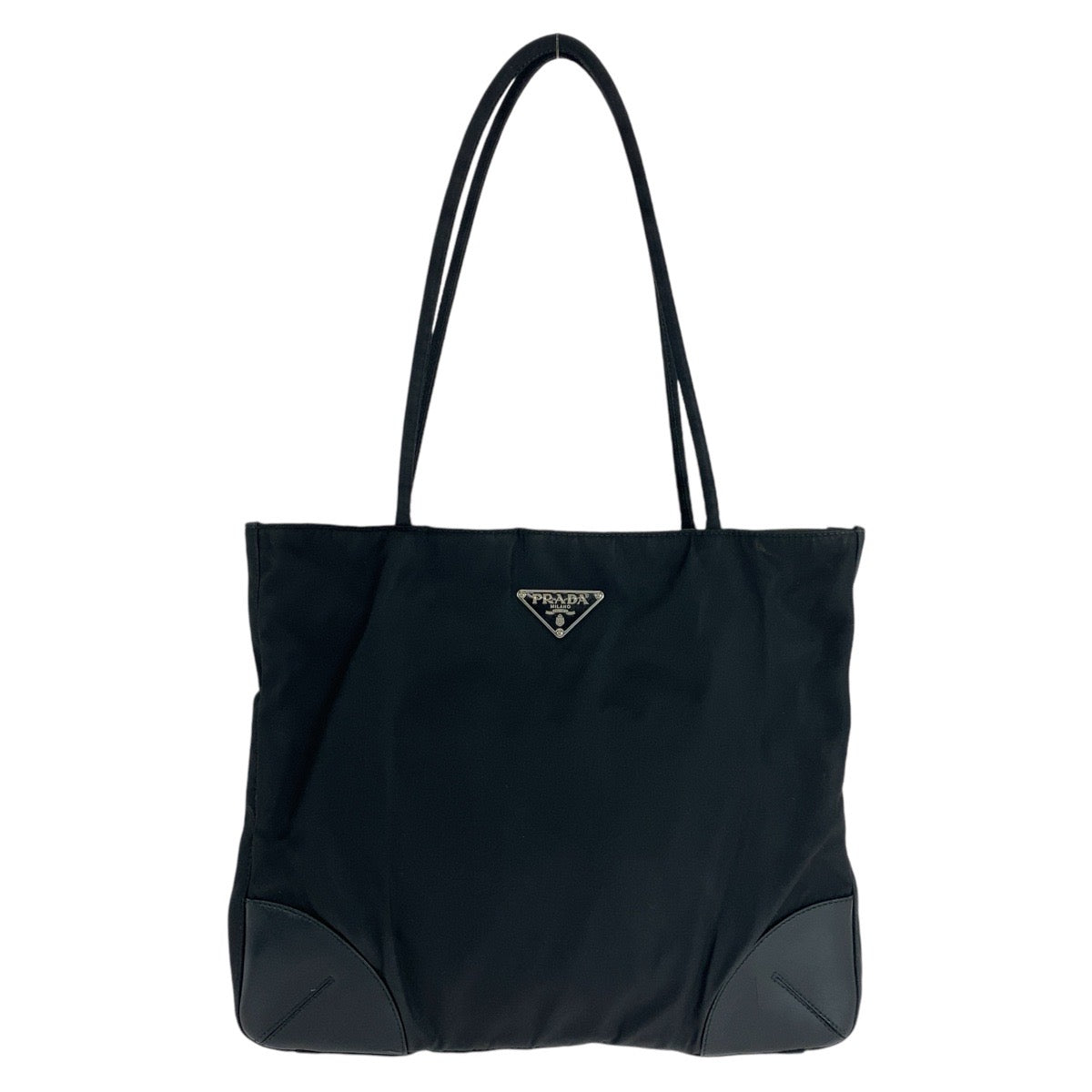 PRADA Tote Bag Nylon Black SilverMetal Tote Bag Shoulder Bag Test Triangle With logo Women