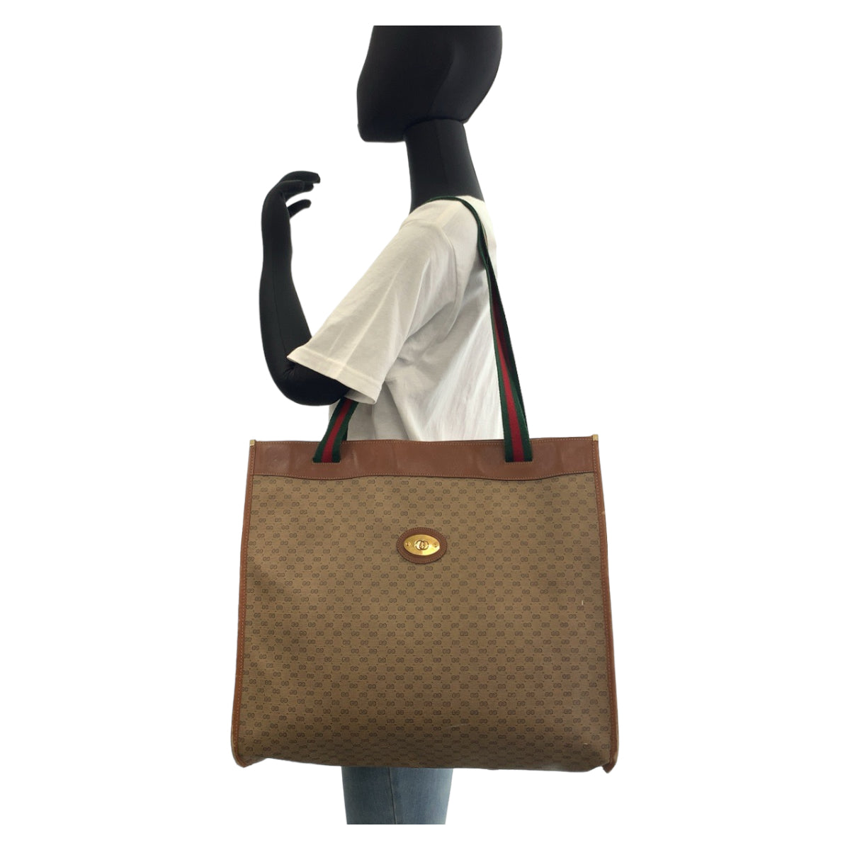 GUCCI Tote Bag 002 39 0044 GG Supreme canvas, leather Brown Gold Metal Tote Bag Shoulder Bag Old Gucci Sherry Line Micro GG Women