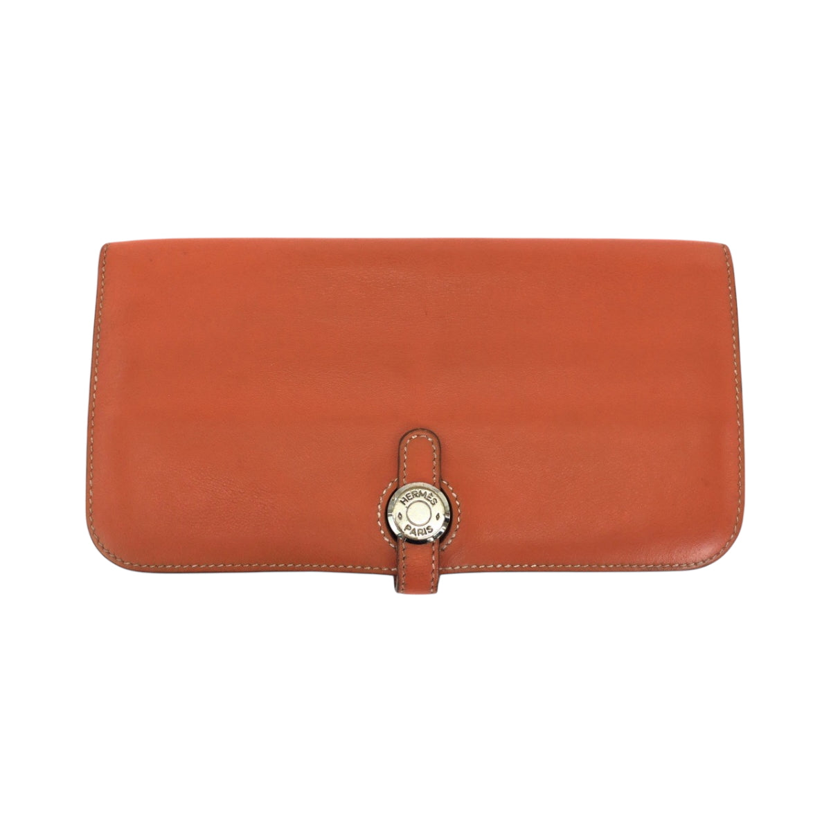 HERMES Long Wallet Purse Vaux Swift Orange Long Wallet Purse Dogon Long Women