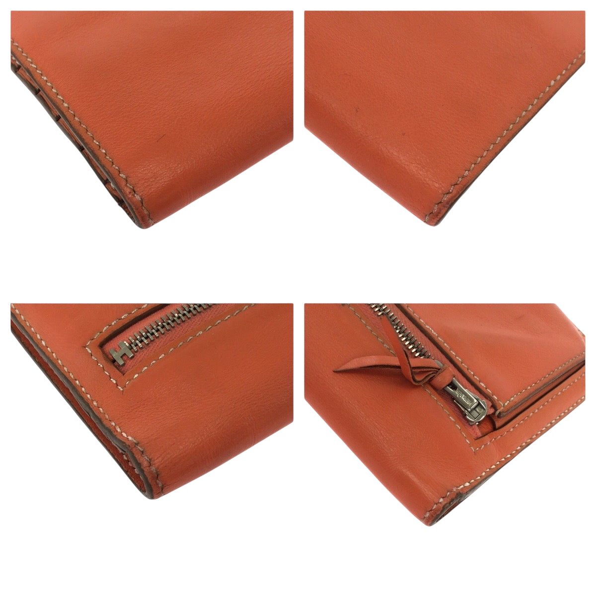 HERMES Long Wallet Purse Vaux Swift Orange Long Wallet Purse Dogon Long Women