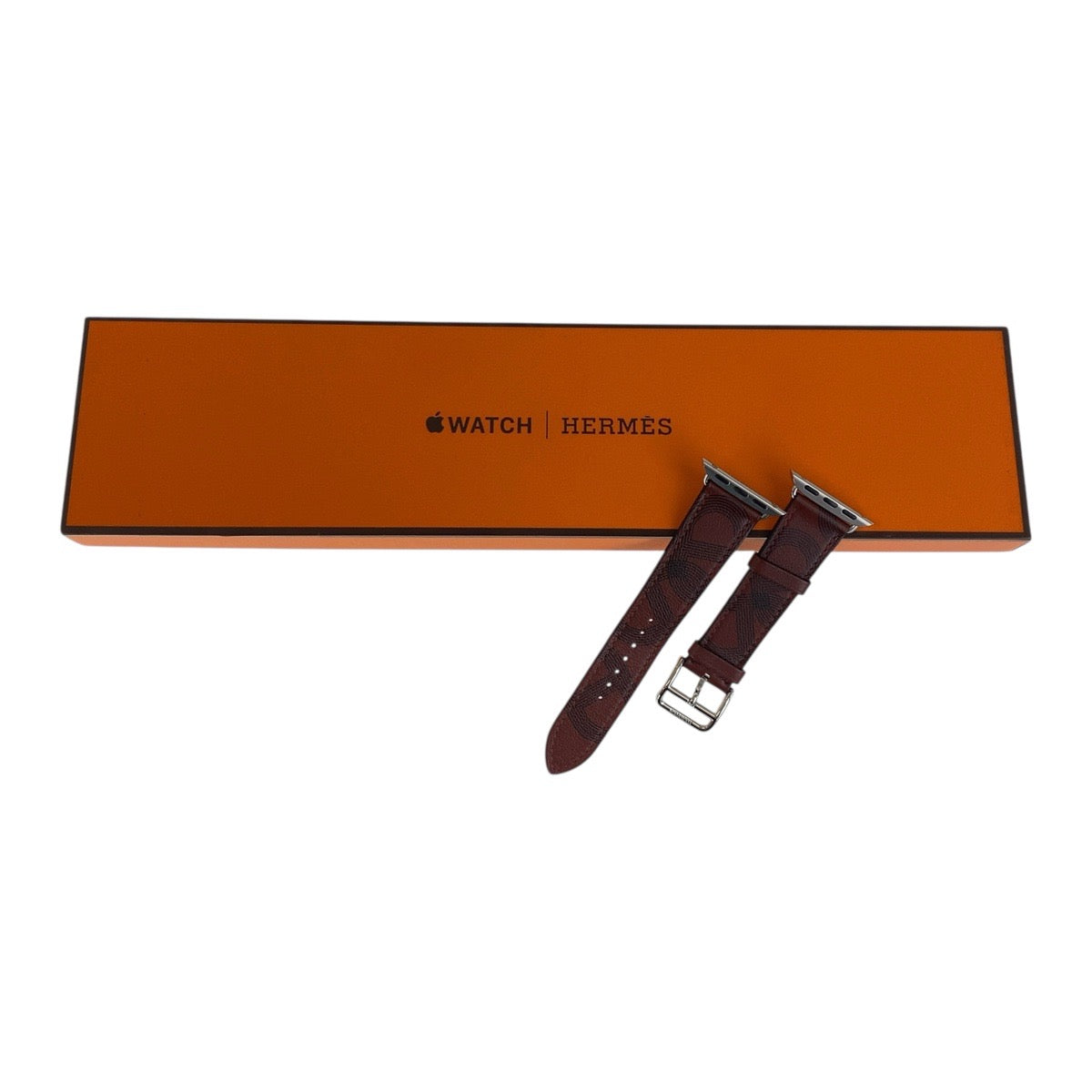 HERMES Watches Leather.Stainless Steel wine-red Apple Watch Band 1.5" Circuit H Single Tour Women(Unisex)