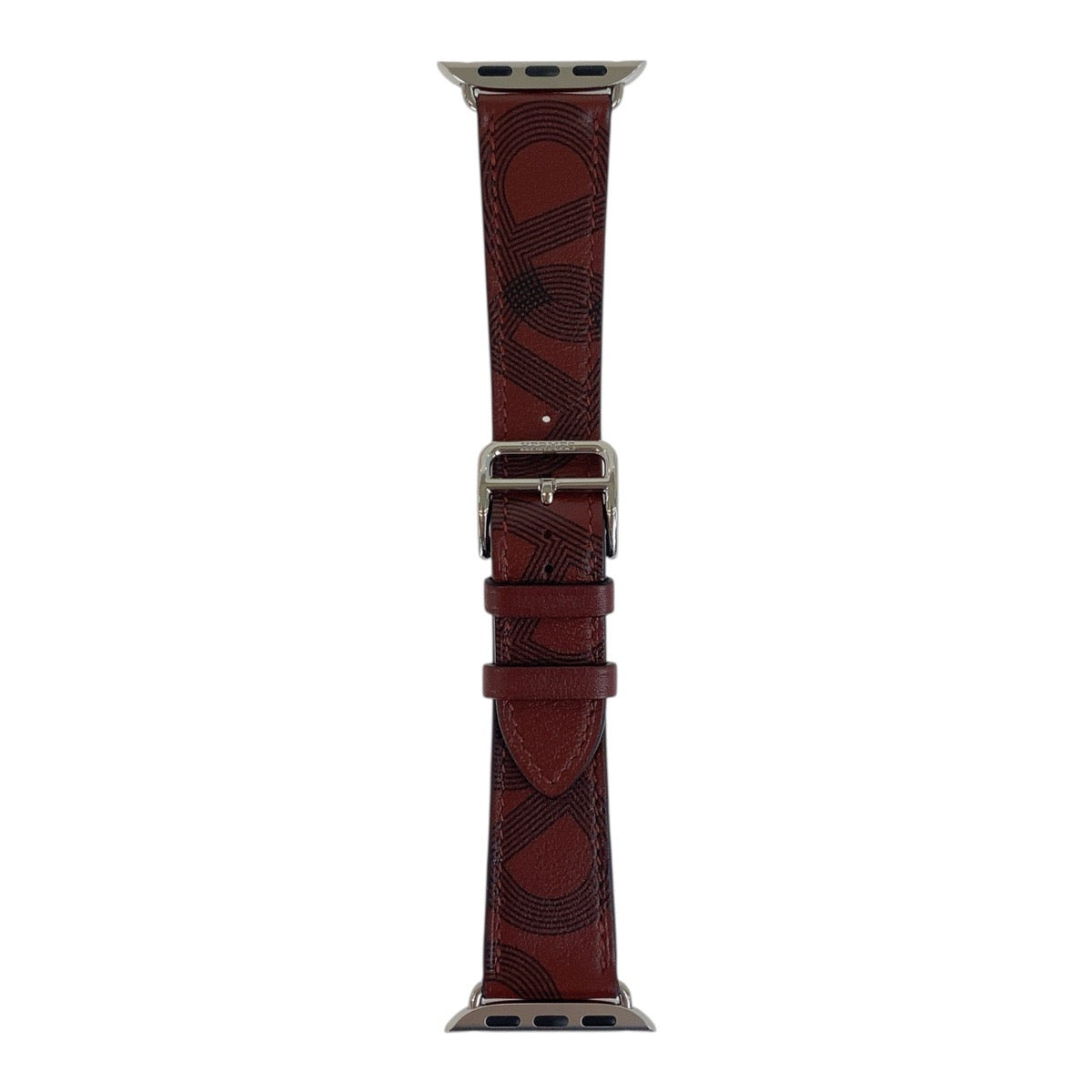 HERMES Watches Leather.Stainless Steel wine-red Apple Watch Band 1.5" Circuit H Single Tour Women(Unisex)