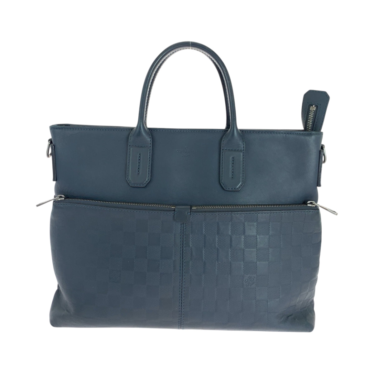 LOUIS VUITTON Business bag N41567 leather Blue Silver Metal Business bag handbag Damier Anfini 7DW Cosmos mens