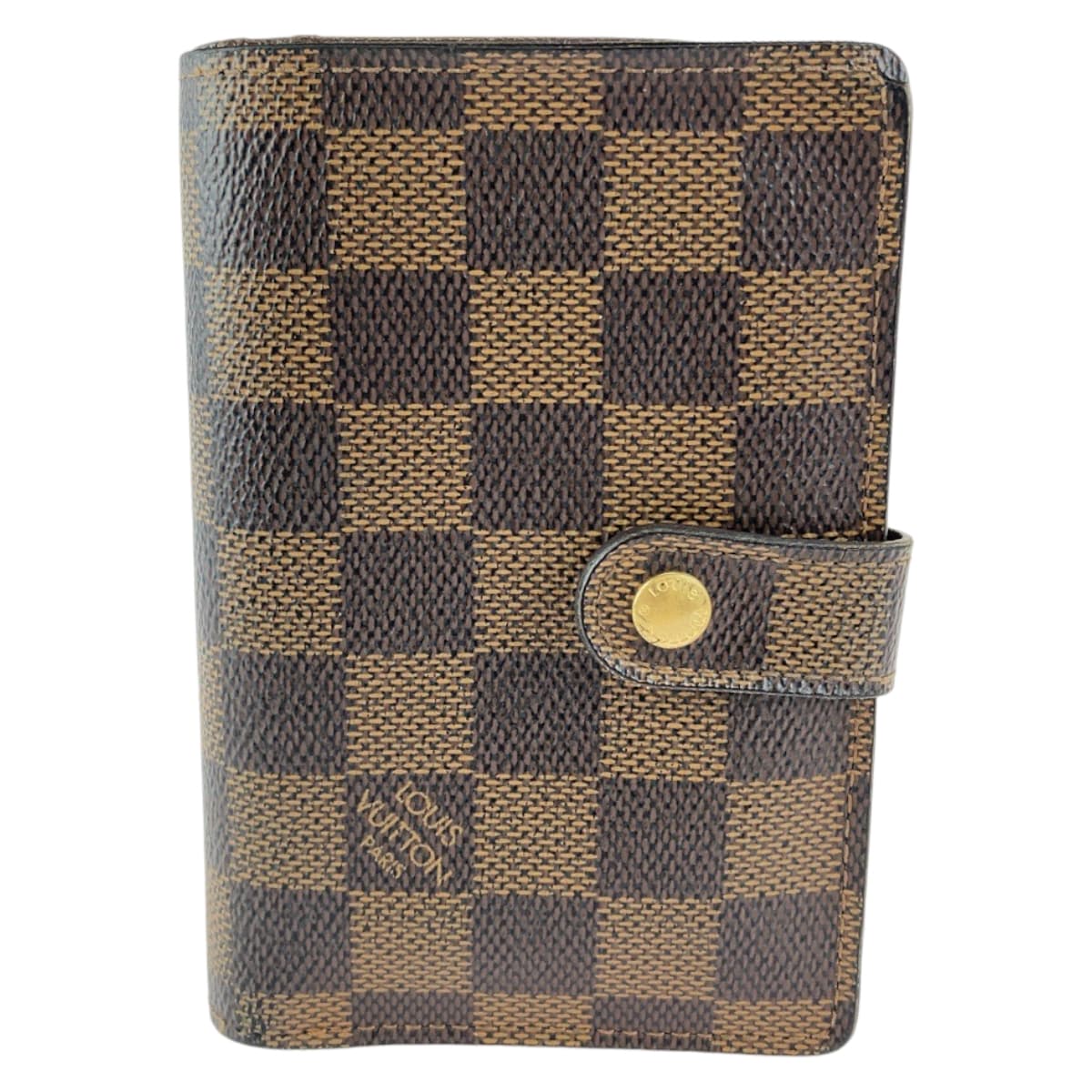 LOUIS VUITTON Bifold Wallet N61674 PVC Brown Gold Metal Purse Folding Wallet Compact Wallet Damier Ebene Portefeuille Viennoiserie Women