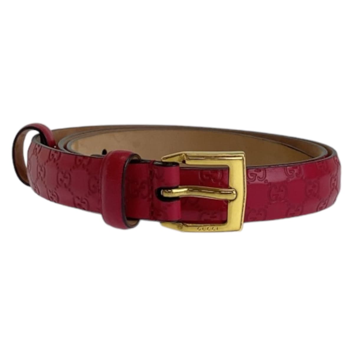 GUCCI belt 269813 leather Red Belts Unisex Guccisima mens 34