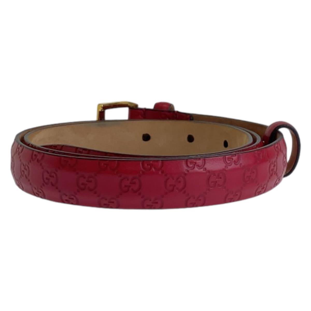 GUCCI belt 269813 leather Red Belts Unisex Guccisima mens 34