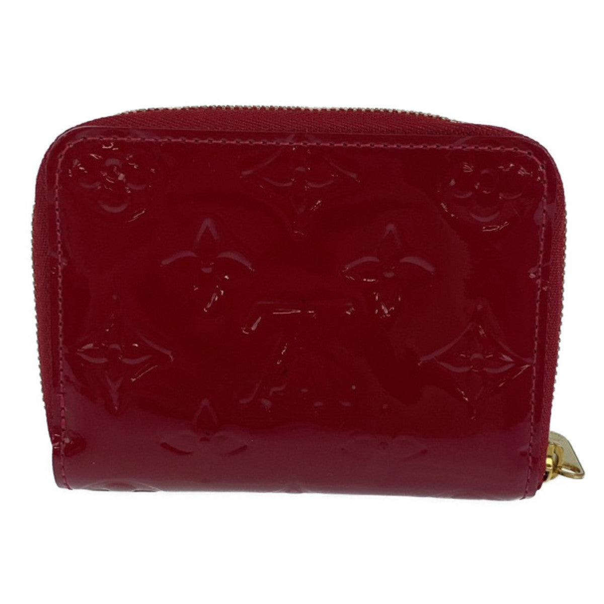 LOUIS VUITTON Coin case M93608 enamel Red Coin case compact wallet Monogram Vernis Zip around purse Women