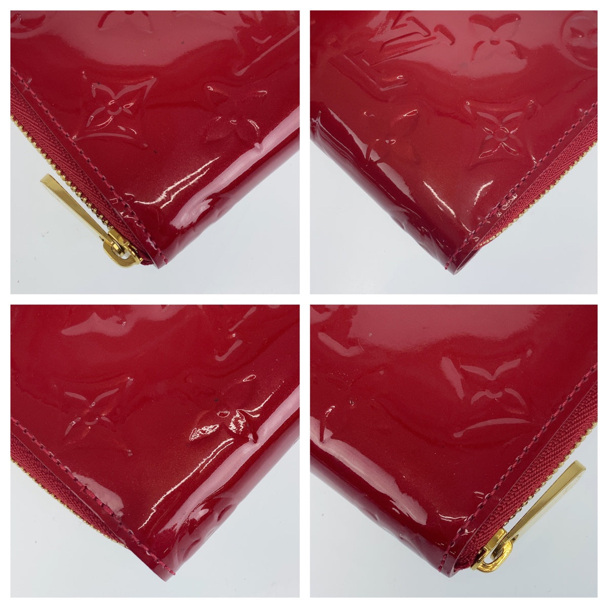 LOUIS VUITTON Coin case M93608 enamel Red Coin case compact wallet Monogram Vernis Zip around purse Women
