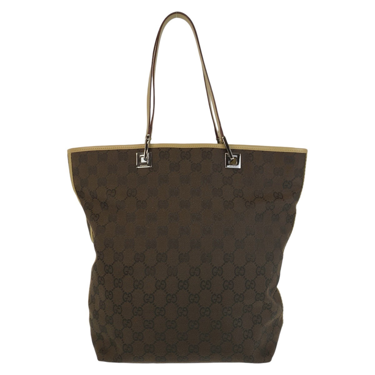 GUCCI Tote Bag 31243 GG canvas, leather Brown Beige SilverMetal Tote Bag Shoulder Bag Women