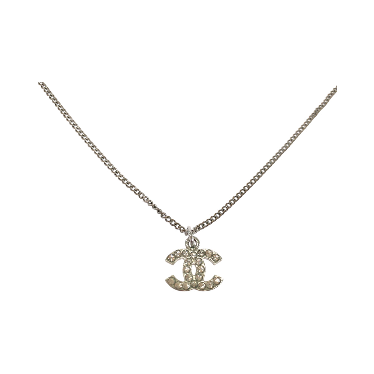 CHANEL Necklace plating Silver COCO Mark rhinestone Women
