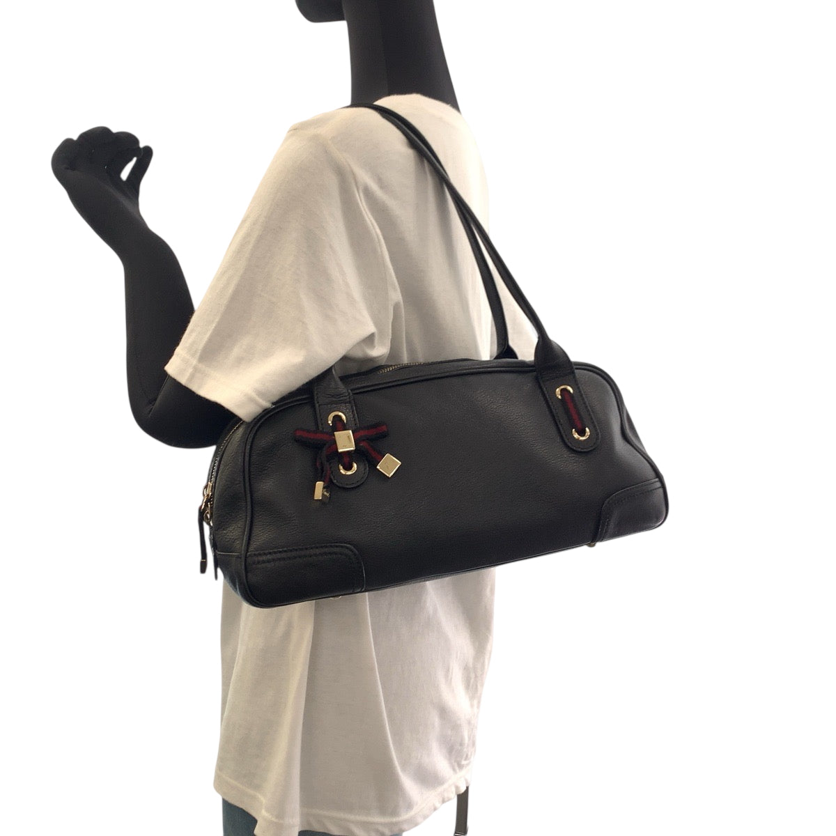 GUCCI Handbag 16120 leather Black GoldMetal Handbag Shoulder Bag Sherry Line Princess Women