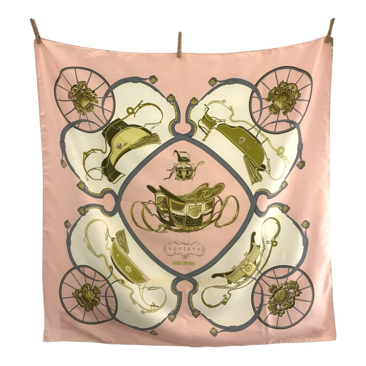 HERMES scarf silk pink Scarf Large Scarf SPRINGS Carre90 Women
