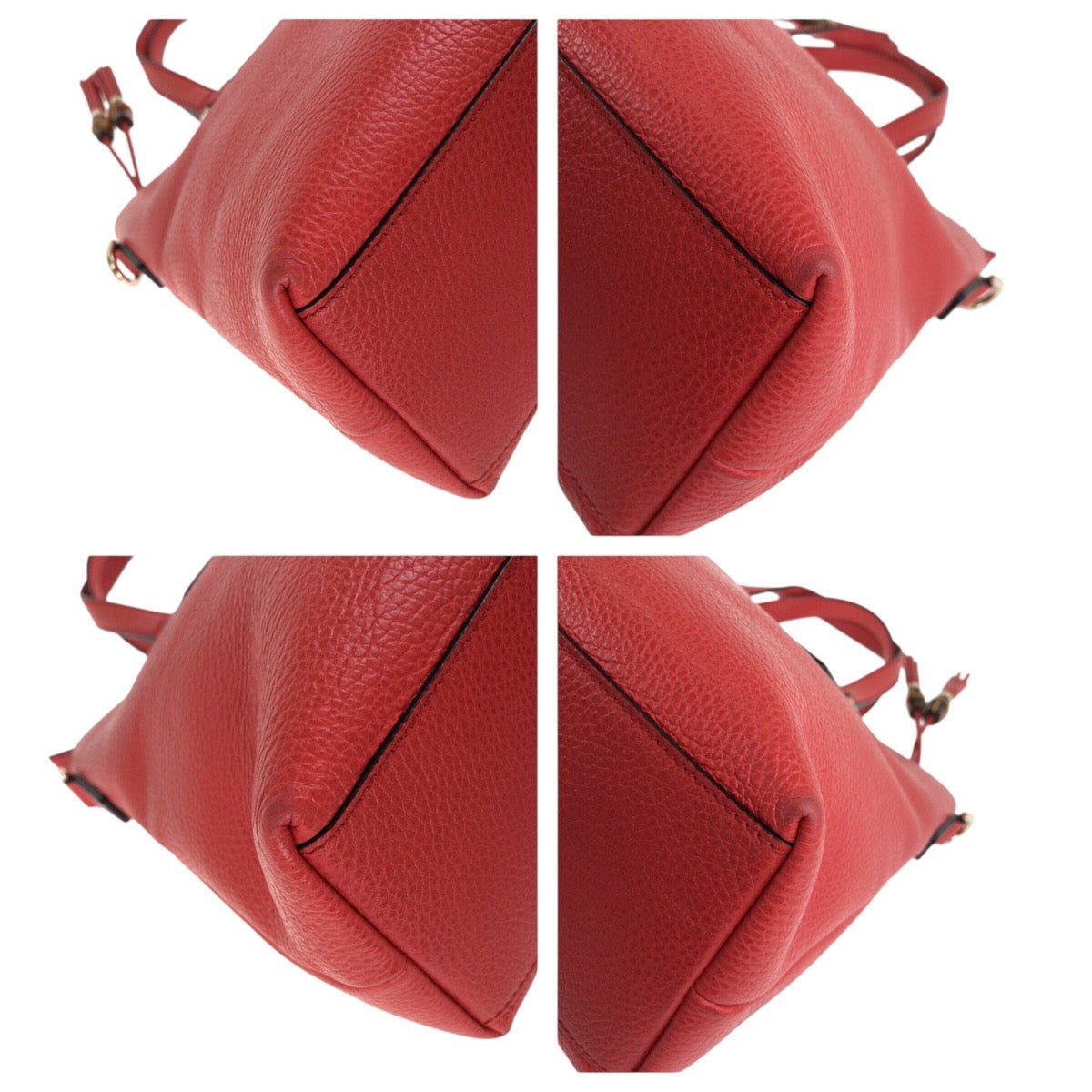 GUCCI Tote Bag 365346 leather Red Gold Metal Tote Bag Shoulder Bag 2way Bamboo Tassel Women