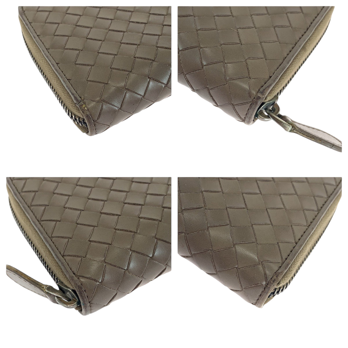 BOTTEGAVENETA Long Wallet Purse V4651 Calfskin Brown Long Wallet Purse Zip Around INTRECCIATO mens