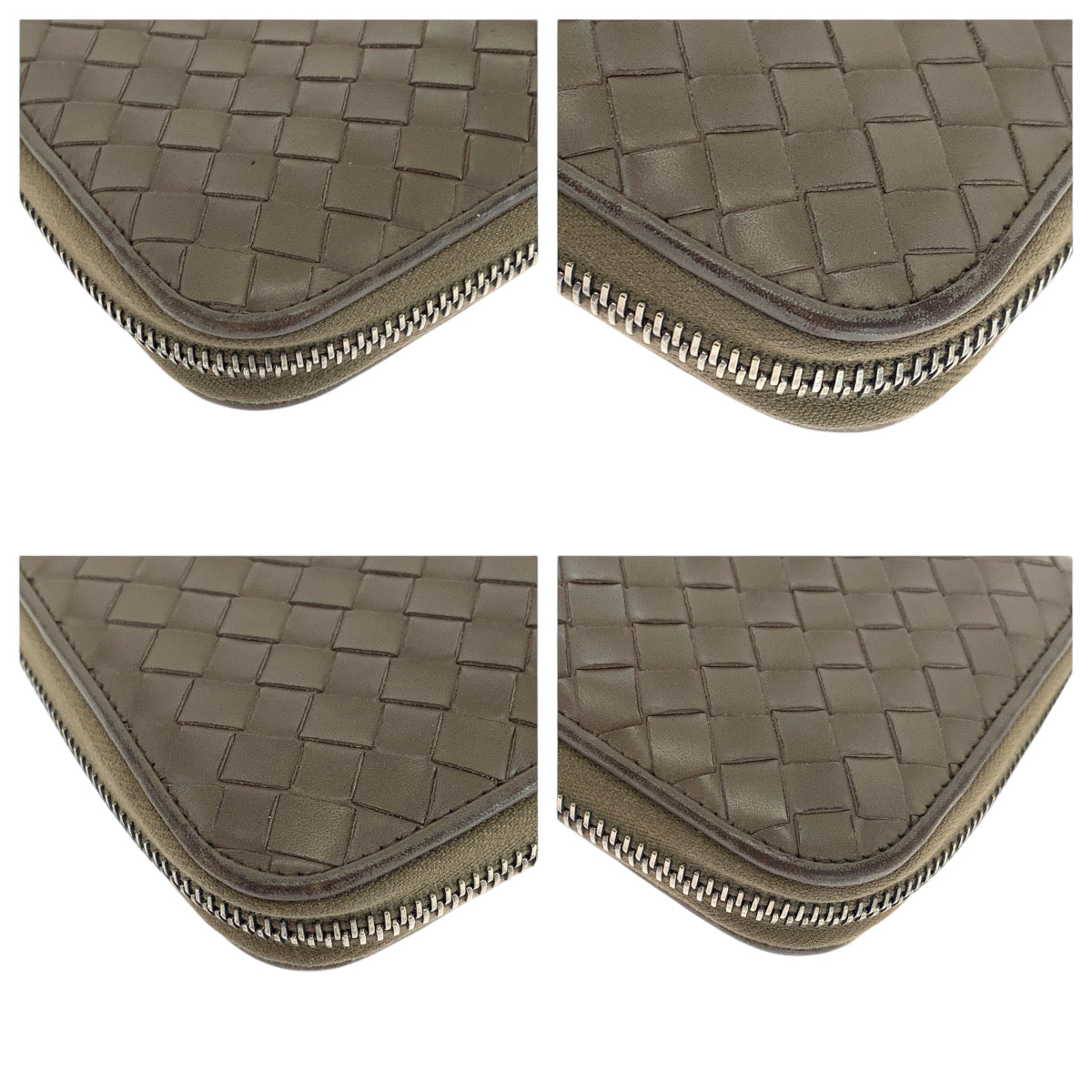 BOTTEGAVENETA Long Wallet Purse V4651 Calfskin Brown Long Wallet Purse Zip Around INTRECCIATO mens