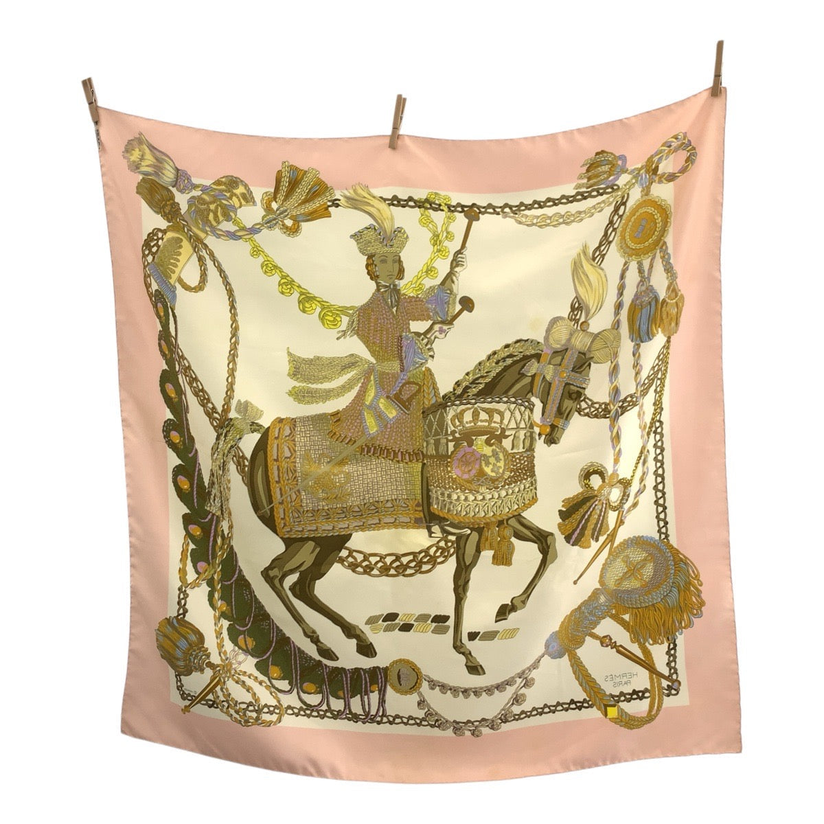 HERMES scarf silk Pink multicolor Scarf Large Scarf Timpanist Carre90 Women