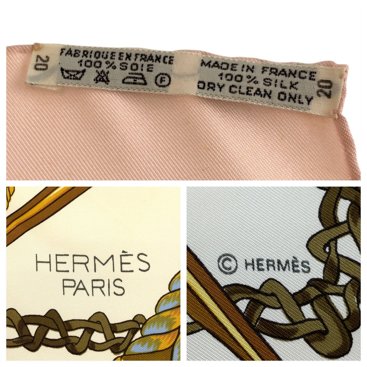 HERMES scarf silk Pink multicolor Scarf Large Scarf Timpanist Carre90 Women