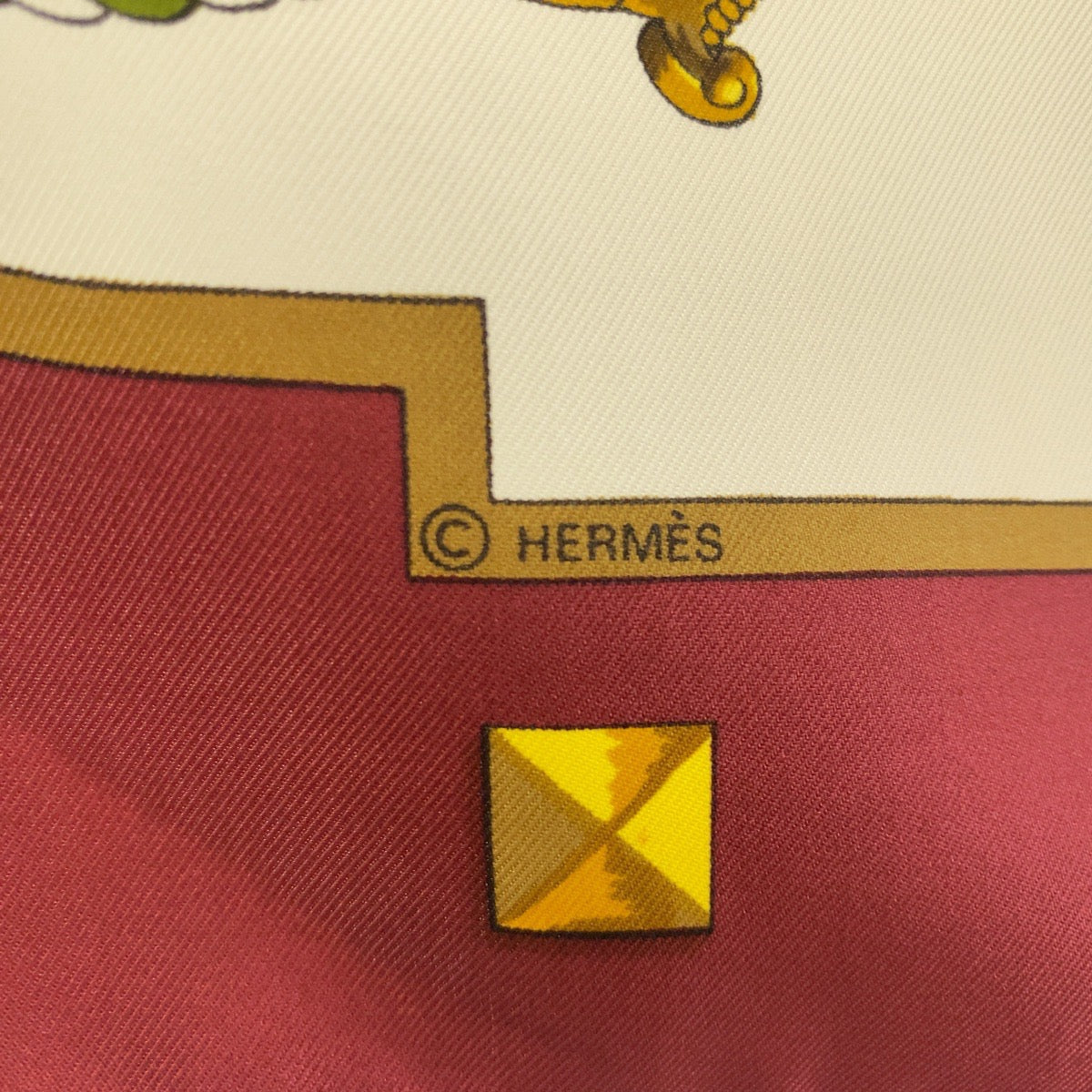 HERMES scarf silk Gold multicolor Carre90 LESCLES Women
