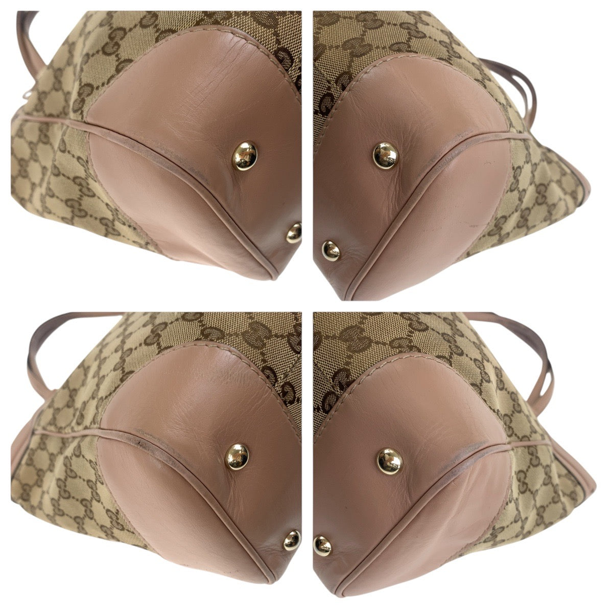 GUCCI Tote Bag 257061 GG canvas, leather Pink Brown Gold Metal Tote Bag Shoulder Bag Pretty Women