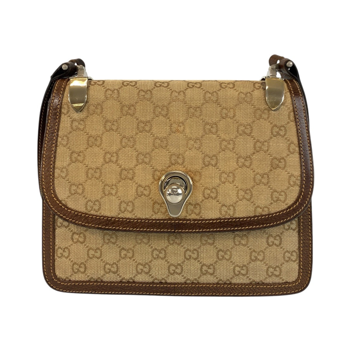 GUCCI Shoulder Bag GG canvas, leather Beige brown Old Gucci Women