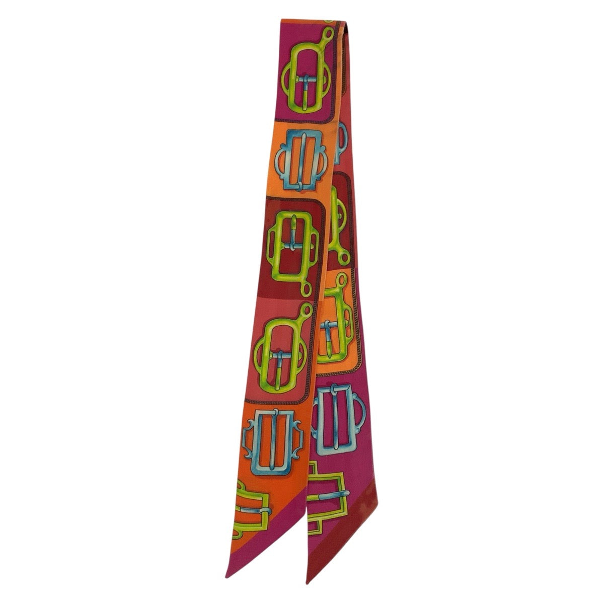 HERMES scarf silk Orange Bink Scarf Ribbon Scarf Atrages buckle Twilly Women