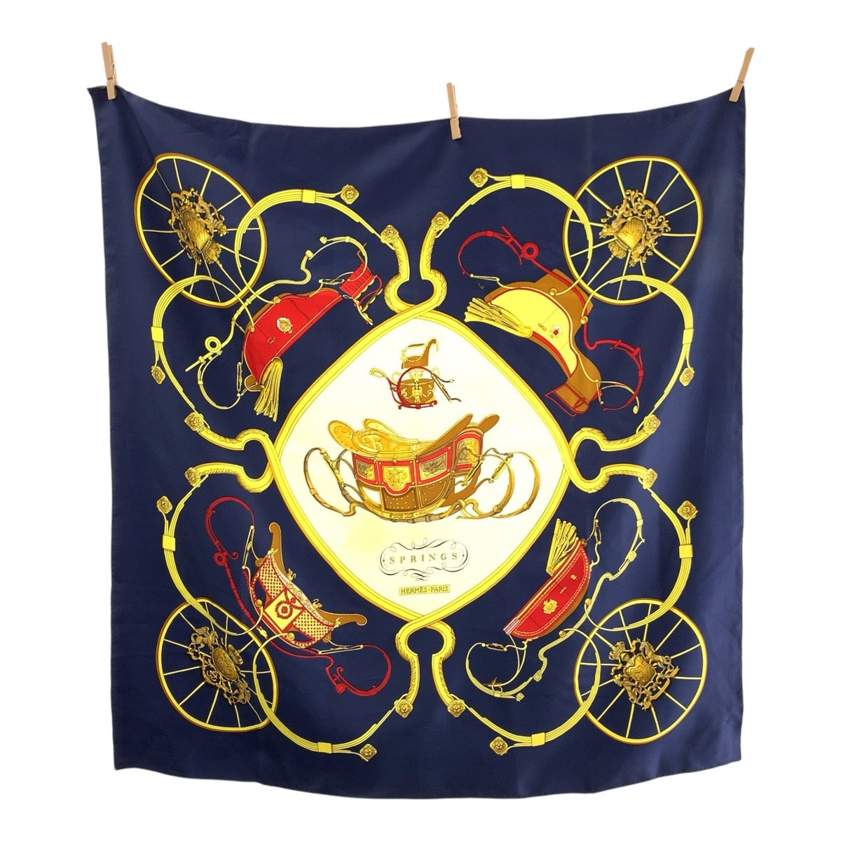 HERMES scarf silk Navy multi-color Scarf Large Scarf SPRINGS Carre90 Women