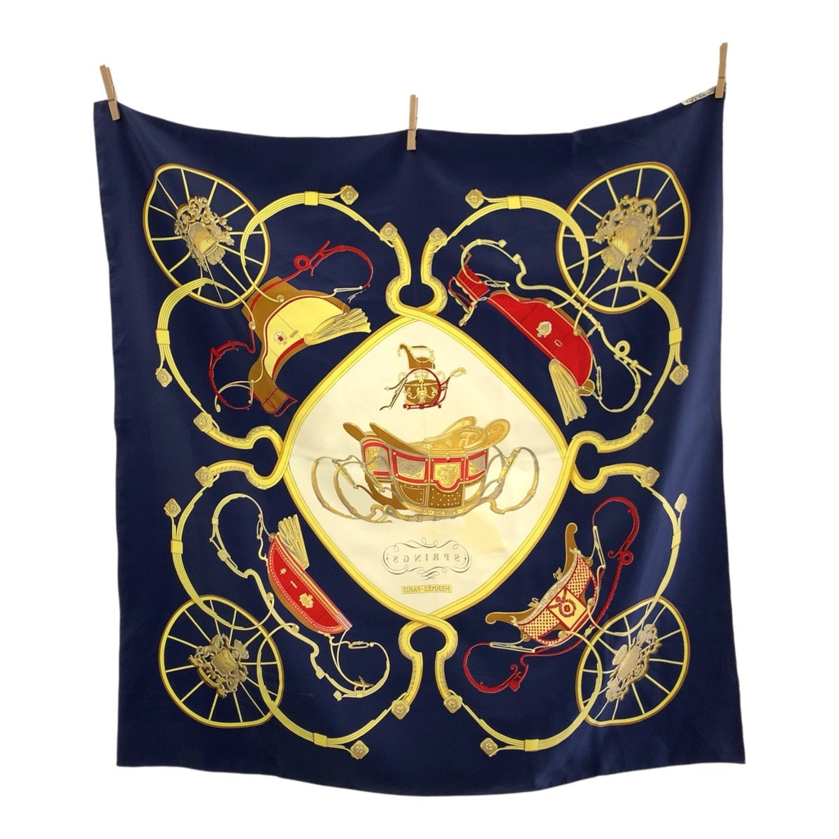 HERMES scarf silk Navy multi-color Scarf Large Scarf SPRINGS Carre90 Women