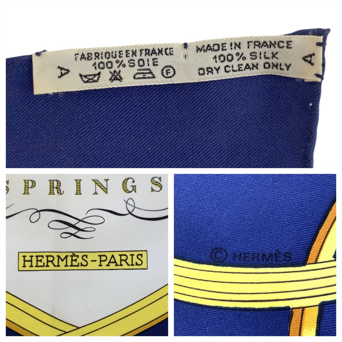 HERMES scarf silk Navy multi-color Scarf Large Scarf SPRINGS Carre90 Women