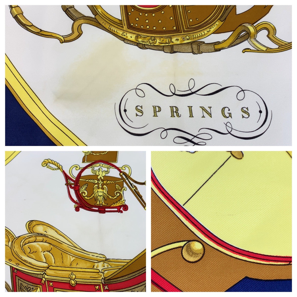 HERMES scarf silk Navy multi-color Scarf Large Scarf SPRINGS Carre90 Women