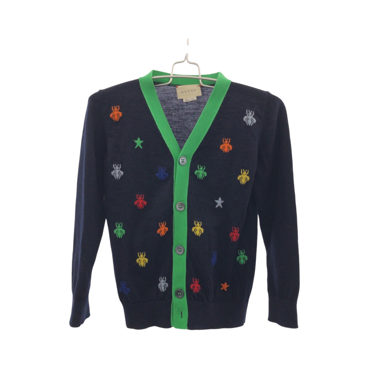 GUCCI cardigan cotton Navy multi-color Bee Embroidery US 5