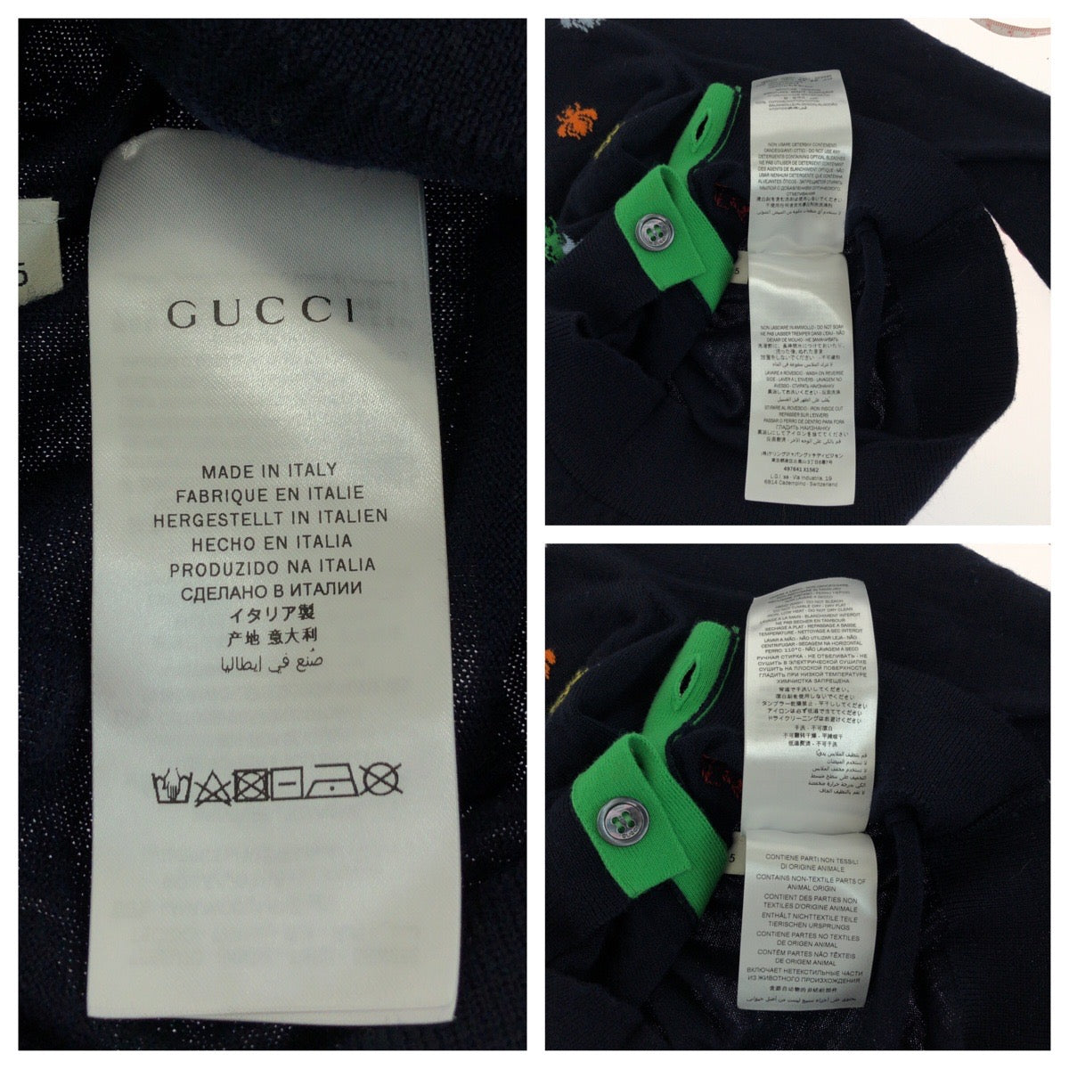 GUCCI cardigan cotton Navy multi-color Bee Embroidery US 5