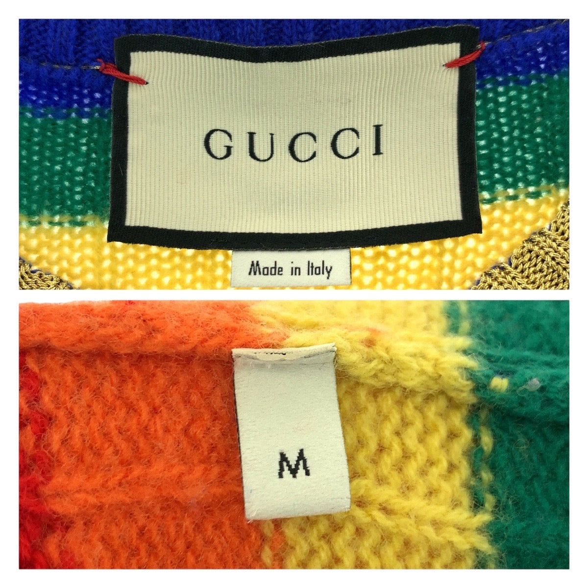 GUCCI knit 501393 wool multicolor Teddy Bear Rainbow M