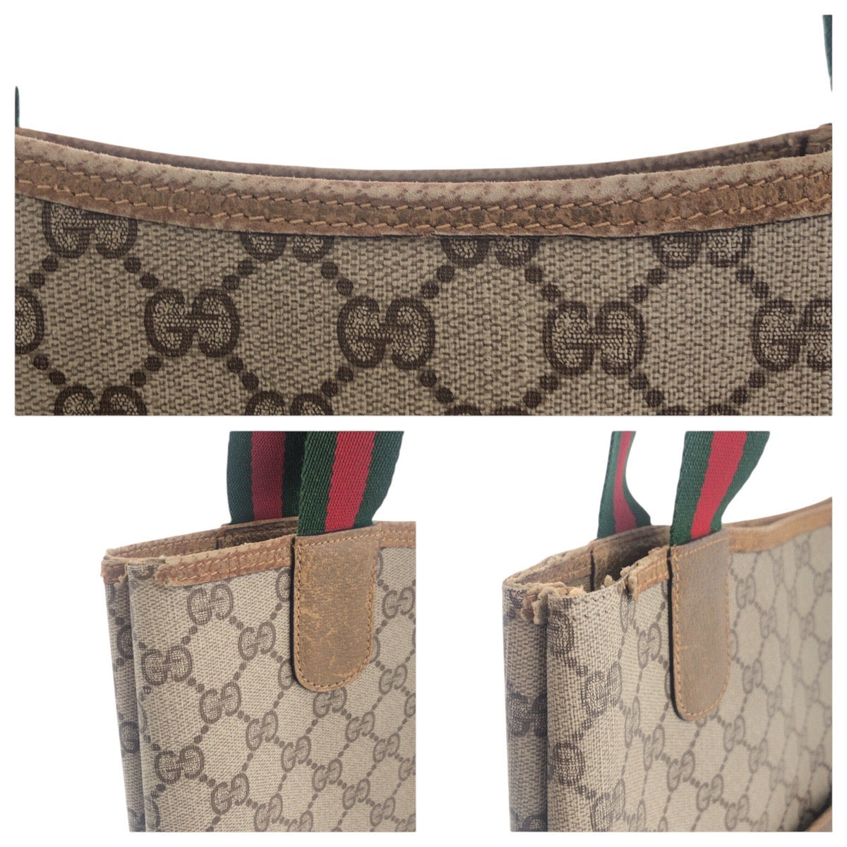 GUCCI Tote Bag 50205 GG Supreme Canvas Beige brown Tote Bag Shoulder Bag Old Gucci Shelly Line Women