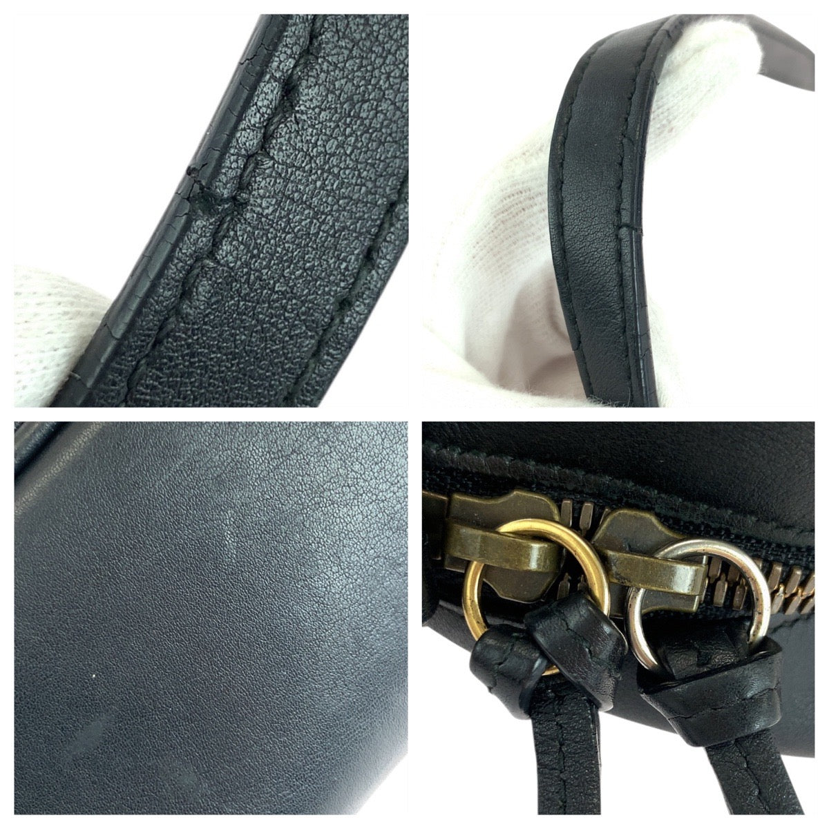 GUCCI Shoulder Bag 443499 leather Black GoldMetal ChainShoulder Bag Pochette GG Marmont quilting Women
