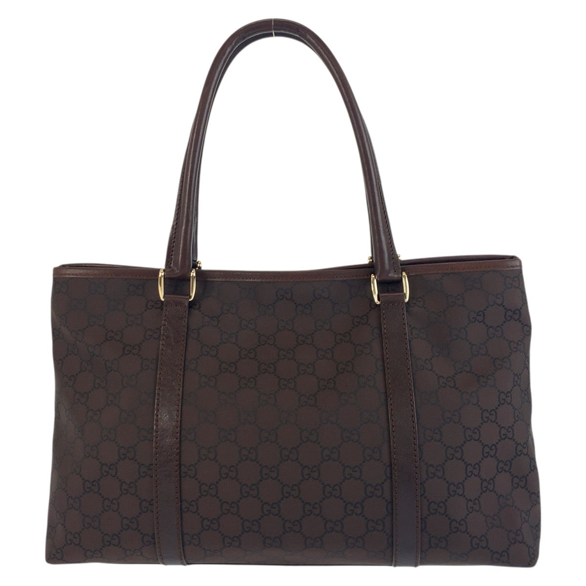 GUCCI Tote Bag 257302 Nylon Brown Gold Metal GG pattern