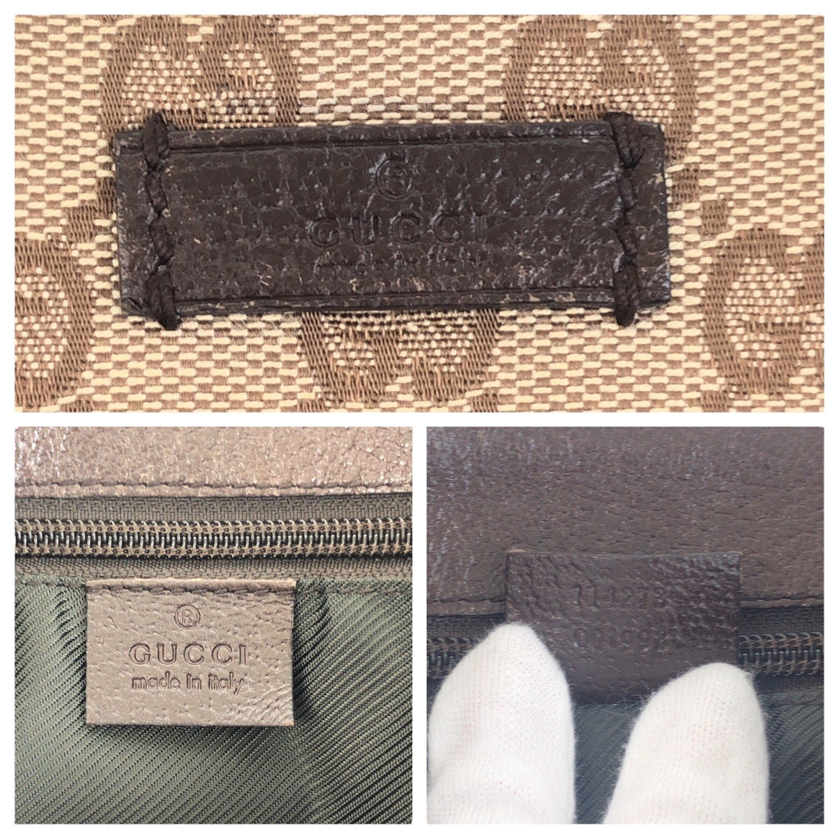 GUCCI Shoulder Bag 114273 GG canvas, leather Beige Brown SilverMetal Shoulder Bag Messenger bag Women