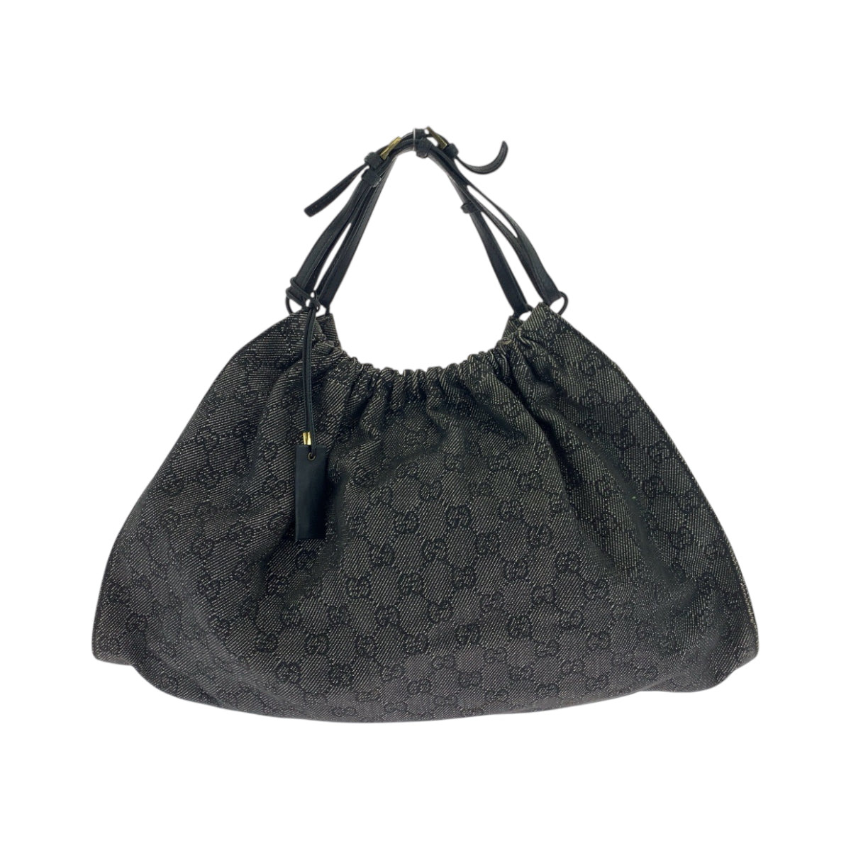 GUCCI Tote Bag 76554 canvas Grey Black Gold Metal