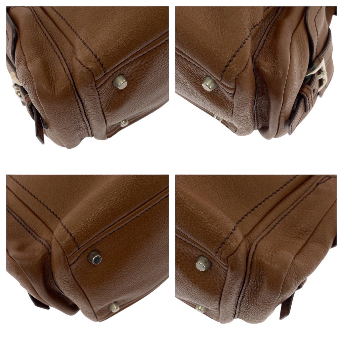PRADA Tote Bag BR3250 leather Brown Silver Metal Tote Bag Shoulder Bag Vitterodino Triangle With logo Women