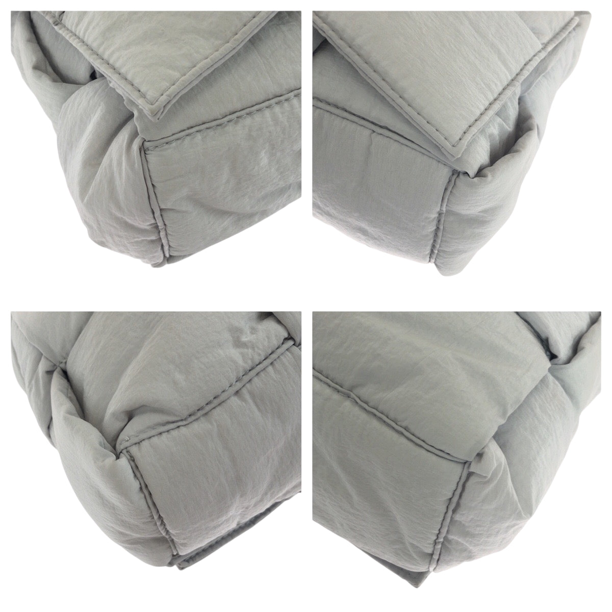 BOTTEGAVENETA Shoulder Bag B09457352K Nylon Grey SilverMetal Shoulder Bag with pouch Padded Tech Cassette Women