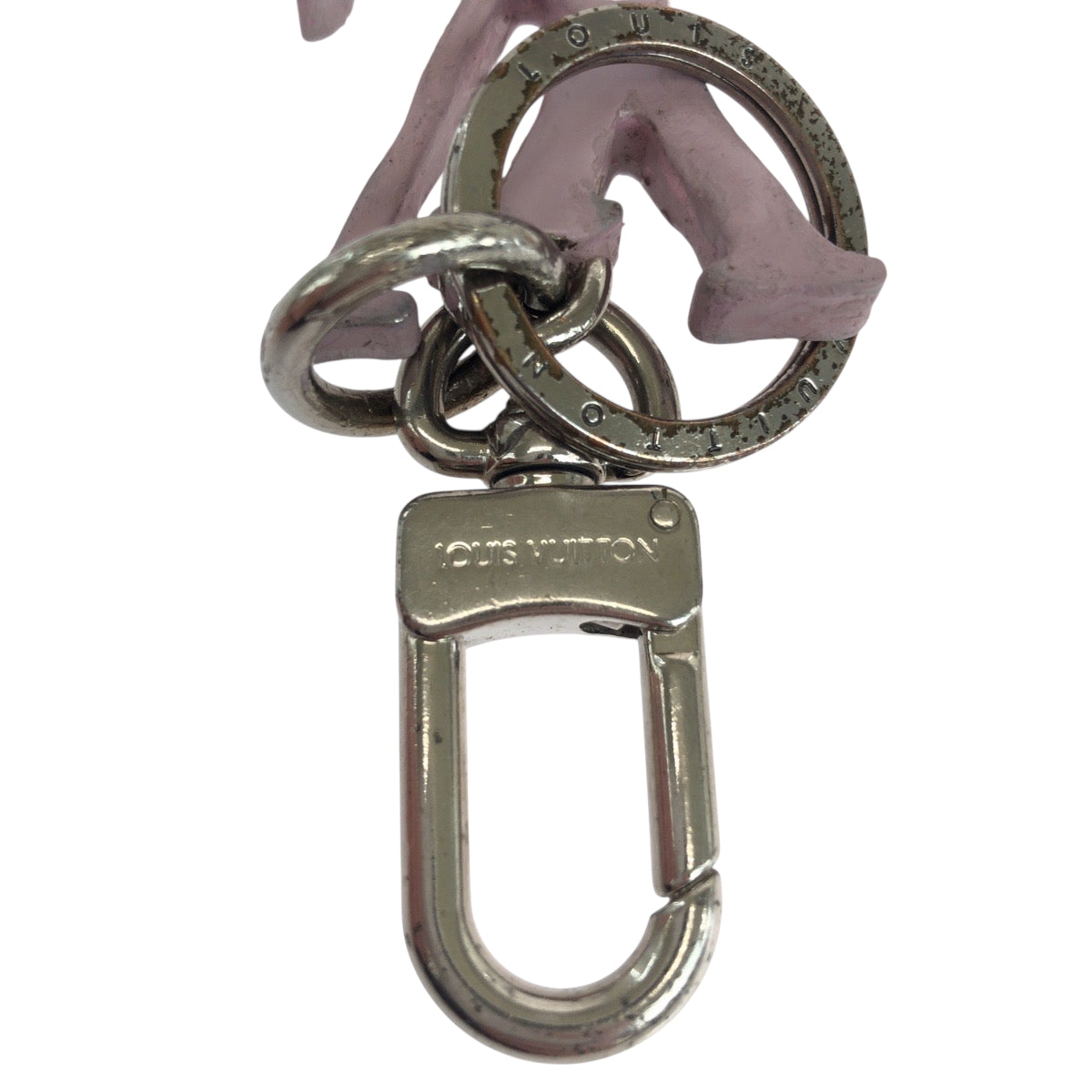 LOUIS VUITTON key ring MP2615 Stainless Steel Pink SilverMetal key ring Portocre LV shape Women